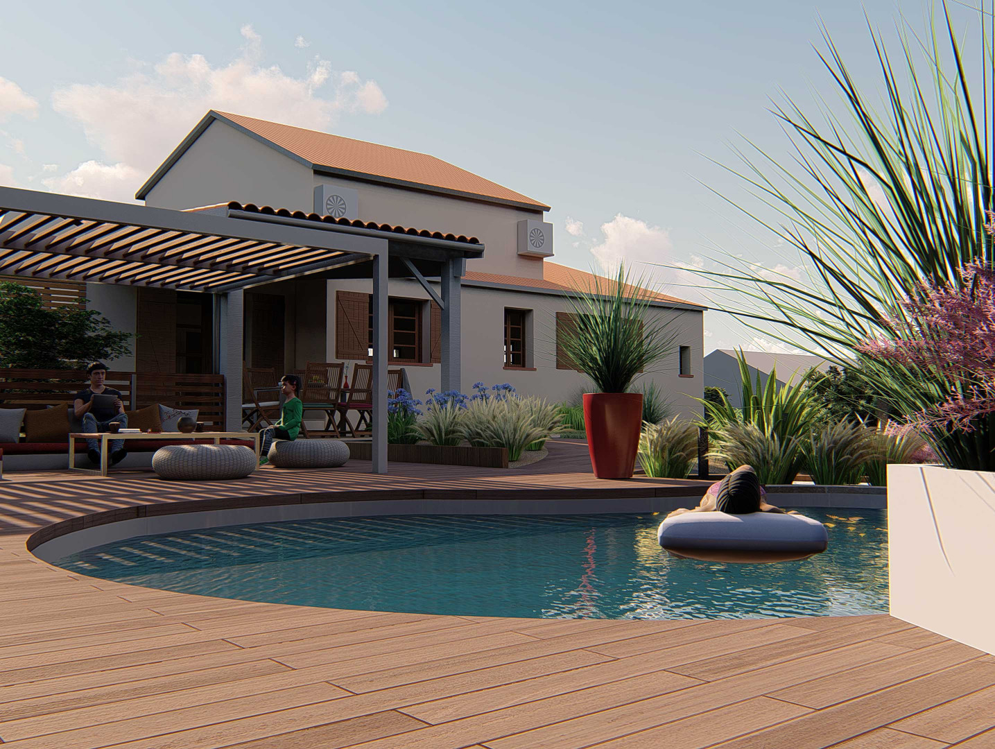 Création de jardin avec piscine et terrasse près de Toulouse