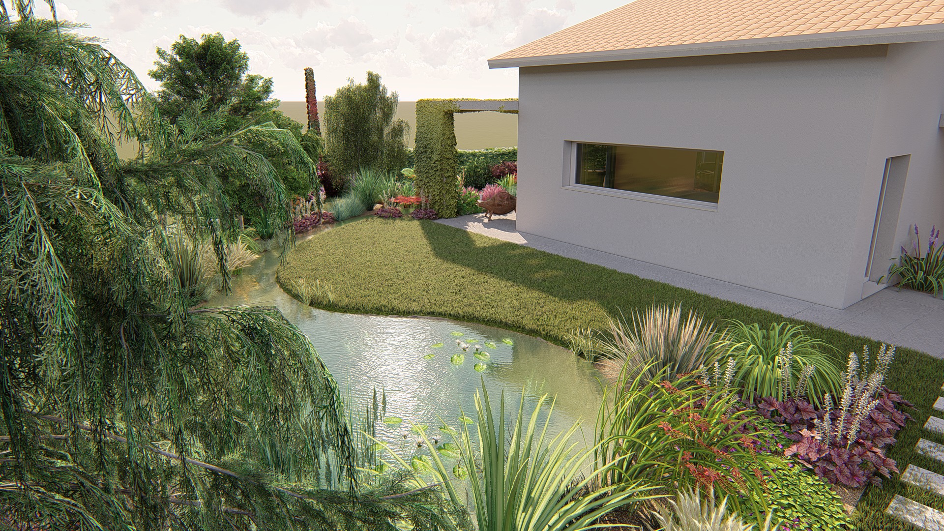 Vue sur le bassin naturel