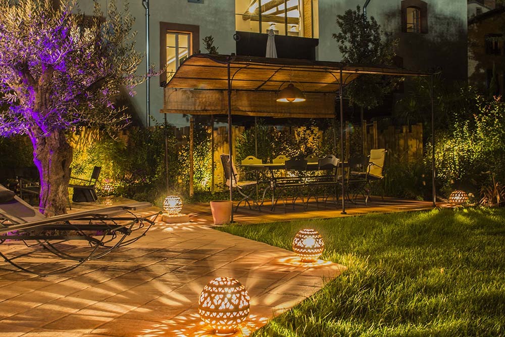 Jardin de nuit ambiance cosy sur Blagnac