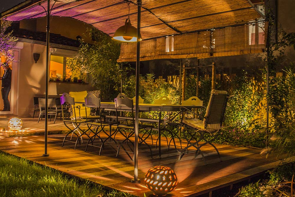 Jardin de nuit ambiance cosy sur Blagnac